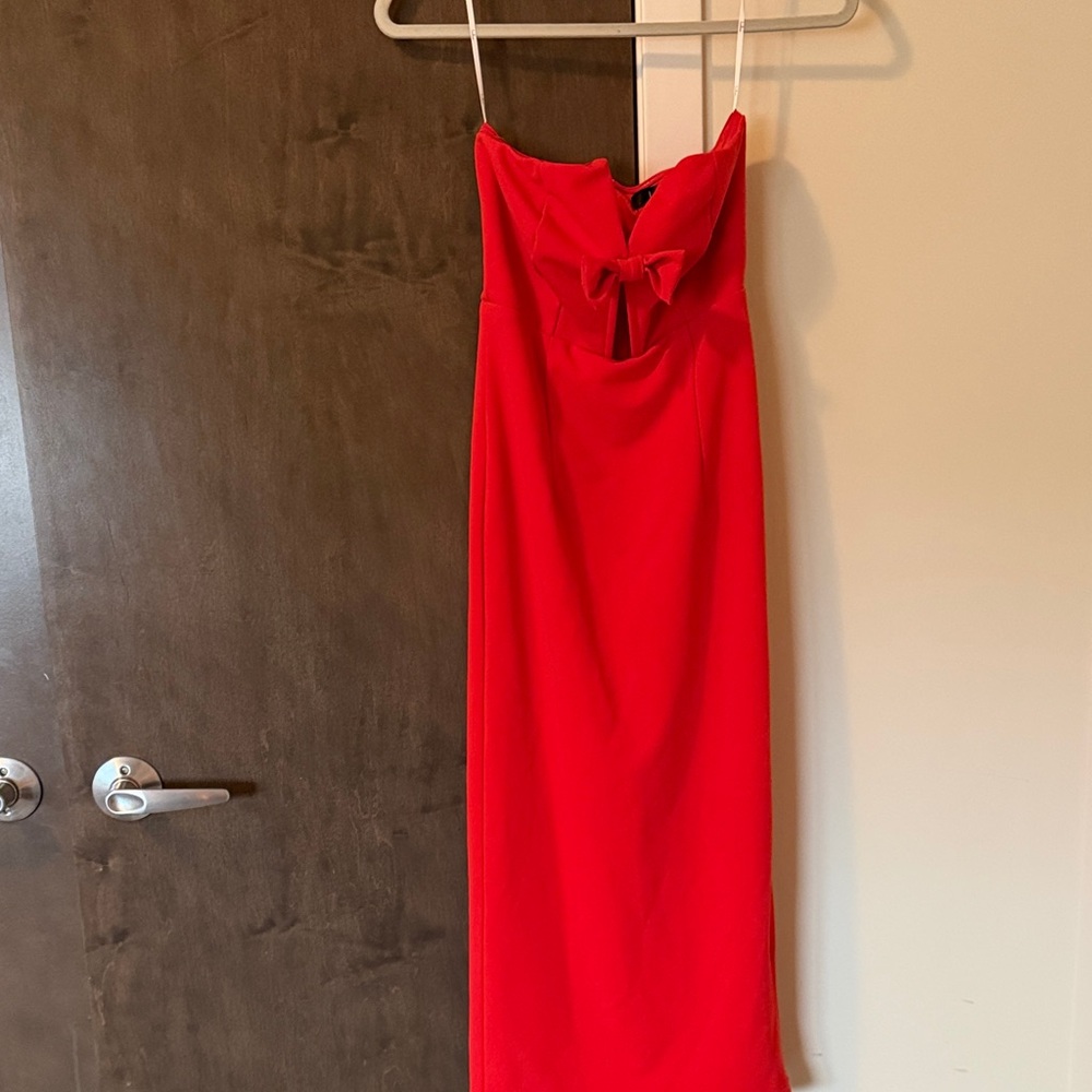 Lulu's Vibrant Red Strapless Dress